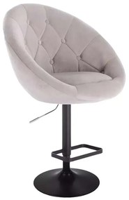 LuxuryForm DESIGN Barová stolička VERA VELUR na čiernom tanieri - svetlo šedá