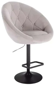 LuxuryForm DESIGN Barová stolička VERA VELUR na čiernom tanieri - svetlo šedá