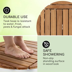 Blumfeldt Sumatra Teak Round, záhradná sprcha, hliník, tíkové drevo, rukoväť