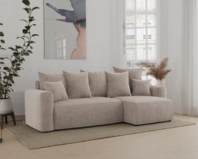 Rohová sedačka Denia (P) (svetlohnedá). Akcia -20%. Vlastná spoľahlivá doprava až k Vám domov. 1133110