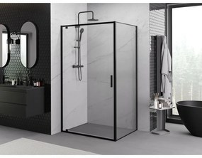 Mexen Exo, sprchovací kút s krídlovými dverami 70 x 100 cm, 6mm číre sklo, čierny profil, 8181-070-100-70-00