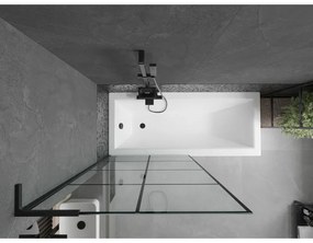 Mexen Next L, 1-krídlová vaňová zástena 90 x 150 cm, 6mm číre sklo-čierny vzor, čierny profil, 895-090-000-03-77-70