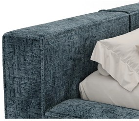 Sivomodrá čalúnená dvojlôžková posteľ s úložným priestorom s roštom 180x200 cm Voliera – Maison de Rêve