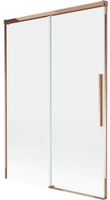 Mexen Rox, 2-krídlová posuvná vaňová zástena 120 x 150 cm, 8mm číre sklo, ružové zlato profil, 8C9-120-001-60-00