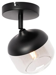 Dizajnové bodové svetlo čierne so zlatom a dymovým sklom - Kyan