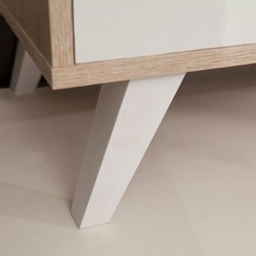 Biely televízny stolík so svetlohnedým korpusom TemaHome Prism
