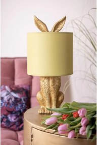 Zlatá stolná lampa králik so žltým tienidlom Rabbi – Ø20*43 cm E27/max 1*60W