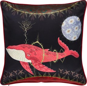 Obliečka na vankúš Cosmic Whale with Lilac Planet 60x60, čierno-ružová