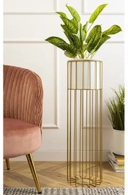 Kovový kvetináč LOFT 70x20 cm zlatá/biela