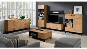 Tempo Kondela RTV stolík, dub lefkas/čierna, SIRAN TYP 7