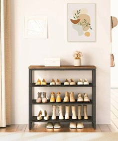 Botník s látkovými policemi Vasagle Elviro 75 cm černý/hnědý