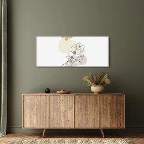 Obraz - Béžové kvety s motýľom N⁰3 (120x50 cm)