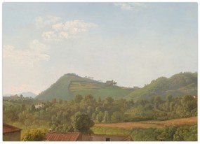 Sklenený obraz - Simon Denis,  View Near Naples, reprodukcia (70x50 cm)