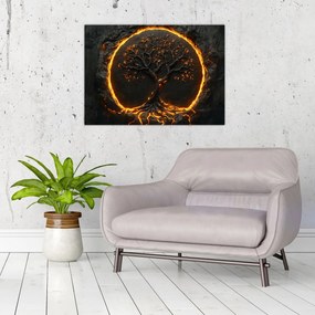 Sklenený obraz – Strom života v láve II. (70x50 cm)
