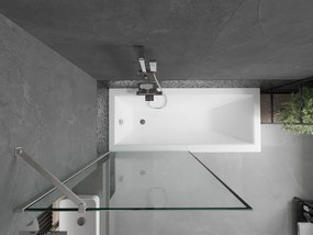 Mexen Next, 1-krídlová vaňová zástena 90 x 150 cm, 6mm číre sklo - čierny vzor, oceľová, 895-090-000-00-70-97