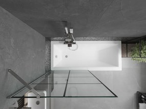 Mexen Next, vaňová zástena 1-krídlová 90 x 150 cm, fixné krídlo, 6 mm číre sklo s čiernym vzorom, chrómový profil, 895-090-000-00-77-01