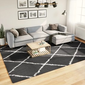Chlpatý koberec vysoký vlas moderný čierno-krémový 240x340 cm 375417