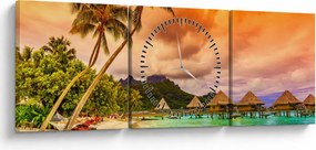 Obraz - Ostrov Bora Bora (s hodinami) (90x30 cm)