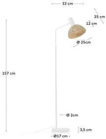 Stojacia lampa v prírodnej farbe s ratanovým tienidlom (výška 157 cm) Damila - Kave Home