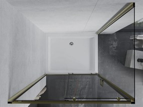 Mexen Apia sprchovací kút s posuvnými dverami 120 (dvere) x 80 (stena) cm, 5mm číre sklo, zlatý profil + biela sprchová vanička RIO, 840-120-080-50-00-4510