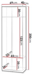 Šatníková skriňa 2D Semplo SM 01 (alpská biela) . Vlastná spoľahlivá doprava až k Vám domov. 1105762