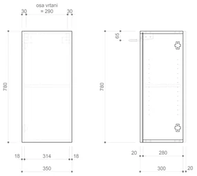 Sapho Sapho, ESPACE skrinka 35x78x32cm, 1x dvierka, ľavá/pravá, biela lesk, ESC630-3030