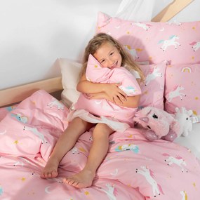 Goldea detské bavlnené obliečky - veselí jednorožci 140 x 200 a 70 x 90 cm