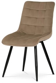 Jedálenská stolička BECCA — kov, látka, čierna / cappucino