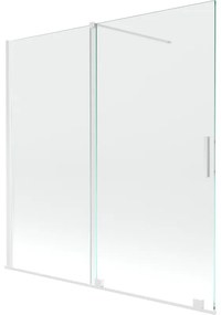 Mexen Velar, 2-krídlová posuvná vaňová zástena 160 x 150 cm, 8mm číre sklo, biely profil, 896-160-000-01-20
