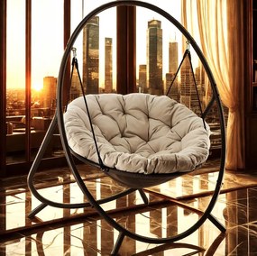 Luxusné závesné kreslo PATIO s vankúšom Sivé vankúše