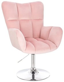 LuxuryForm DESIGN Otočné kreslo AURORA VELUR na striebornom tanieri - svetlo ružové