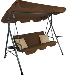 Záhradná hojdačka 170 x 118 x 153 cm – hnedá s poduškami