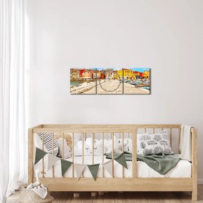 Obraz - Staré istrijské mesto v Poreči, Chorvátsko (s hodinami) (90x30 cm)