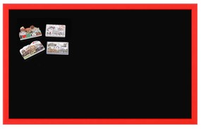 Toptabule.sk  Čierna tabuľa na magnetky v drevenom červenom ráme 200x100 cm