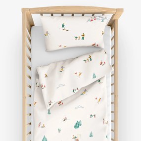 Goldea vianočné detské bavlnené obliečky do postieľky - zimné radovánky 100 x 135 a 40 x 60 cm