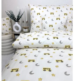 Obliečky Žltý autobus 140x200 / 70x90 cm – 100% bavlna, detský motív, žltý školský autobus, zips