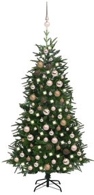 Umelý vianočný stromček s LED a sadou gúľ, zelený 180cm PVC+PE 3077876