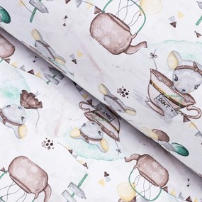 Biante Detský vankúš valec bonbon Sandra SA-372 Myšky a konvičky na bielom 15x60 cm