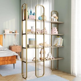 Regál v dekore borovice v zlatej farbe 125x180 cm Sierra – Kalune Design