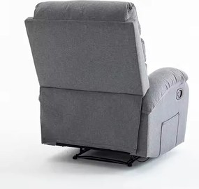 Relaxačné polohovacie TV kreslo VELORA — látka, sivá, nosnosť 130 kg