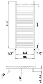 P.M.H. SN4C - Kúpeľňový rebríkový radiátor SORANO 470W 121 cm lesklý chróm