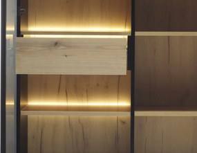 Vitrína Sento, čierna/dub wotan, s osvetlením