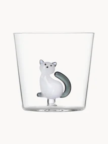 Ručne vyrobený pohár na vodu Tabby Cat
