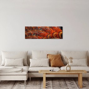Obraz - Abstraktná imitácia peria (s hodinami) (90x30 cm)