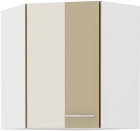 Horná rohová kuchynská skrinka Lavera 60x60 GN-72 1F (45°) (korpus: biela + front: lesk cappucino). Vlastná spoľahlivá doprava až k Vám domov. 1134552