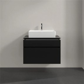 VILLEROY &amp; BOCH Legato závesná skrinka pod umývadlo na dosku (umývadlo v strede), 2 zásuvky, 800 x 500 x 550 mm, Black Matt Lacquer, B60200PD