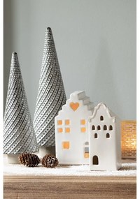 Béžová dekorácia porcelánový domček s Led svetielkami Christmas House M - 7*6*16 cm