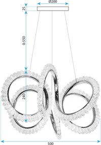Toolight Toolight, LED závesné osvetlenie 50cm, G037-CP, zlatá lesklá, OSW-06304