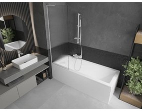 Mexen Next L, 1-krídlová vaňová zástena 60 x 150 cm, 6mm sklo s rebrovým vzorom, biely profil, 895-060-000-03-09-20