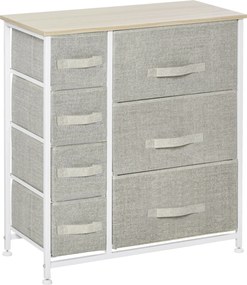 HOMCOM Komoda so 7 úložnými košíkmi z netkanej textílie, 63.5x30x71 cm, sivá | Aosom